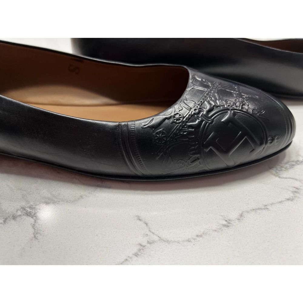Hermes Glossy Calfskin Neuilly Ballerina Flats Black size 40.5 - Picture 3 of 9